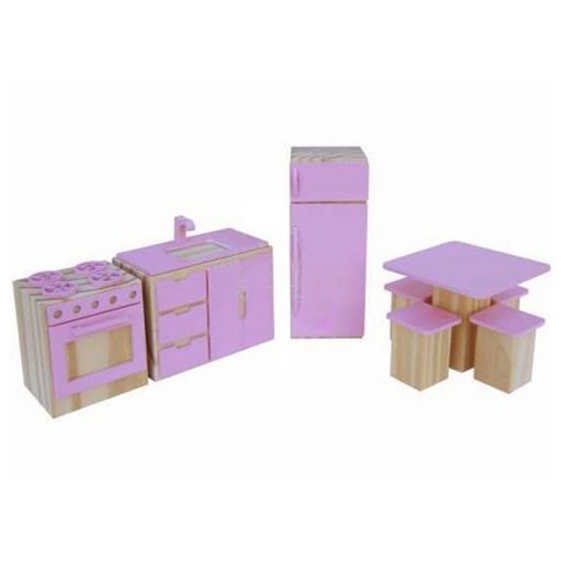 Conjunto Cozinha Rosa de madeira - New Art Toys