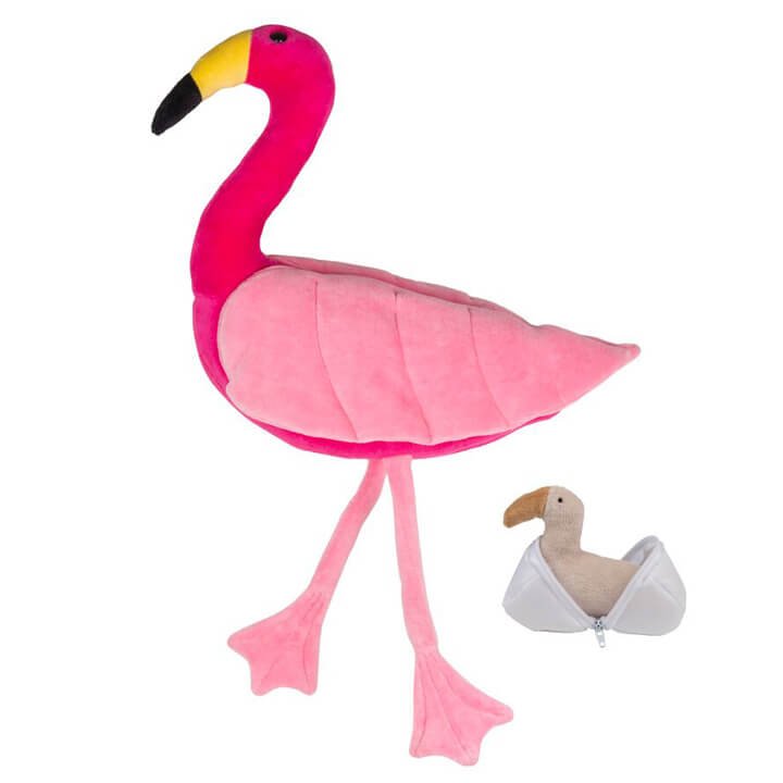 Flamingo Grávida com 1 Filhote - Bichos de Pano